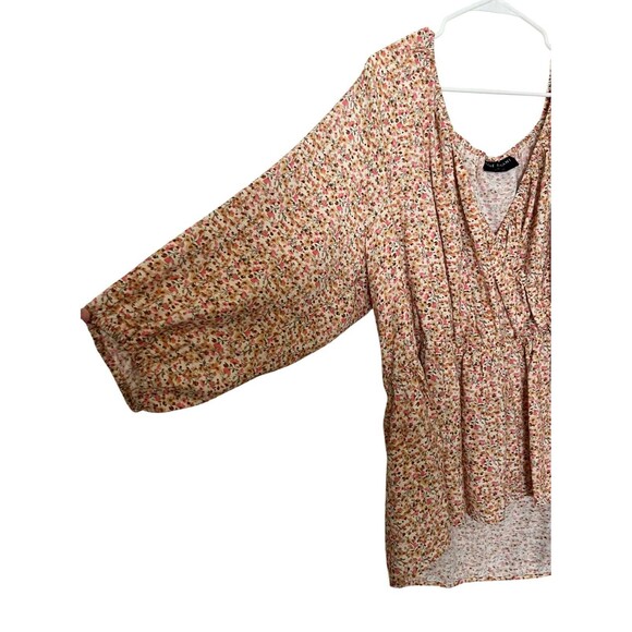 Lane Bryant Tiny Floral V Neck Elastic Waist High Low Boho Cottage Core Blouse26 - Picture 7 of 10